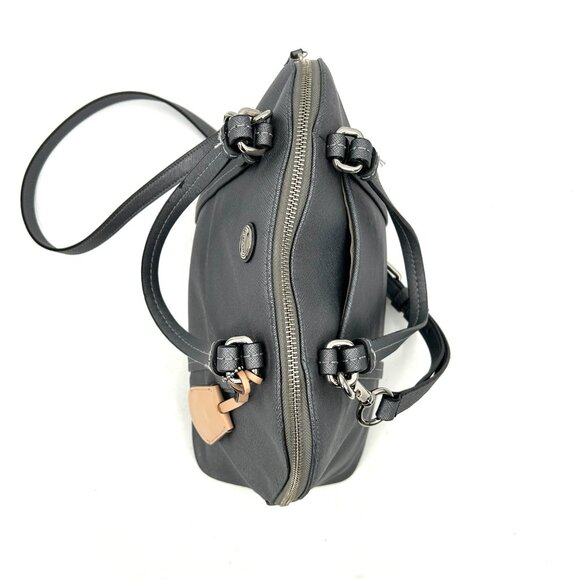 COACH Gray Metallic Peyton Saffiano Leather Domed Satchel Shoulder Handbag Purse - Picture 9 of 13